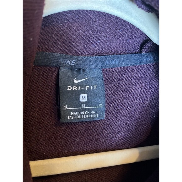 NIKE DRI-FIT Size MediumMens MaroonFull Zip Stand Collar Pocket Athletic Jacket - Picture 2 of 11
